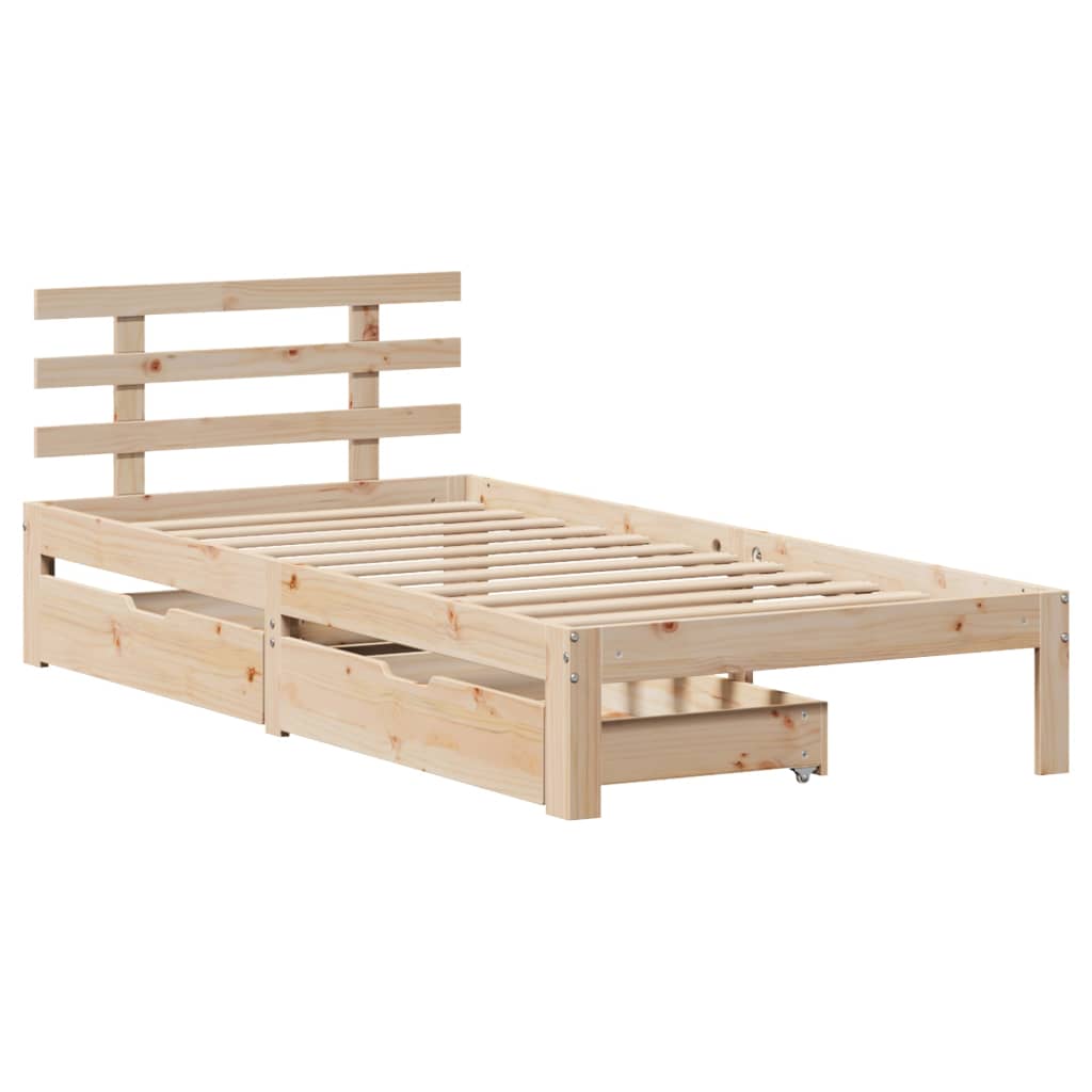 Bedframe met lades 100x200 cm massief grenenhout