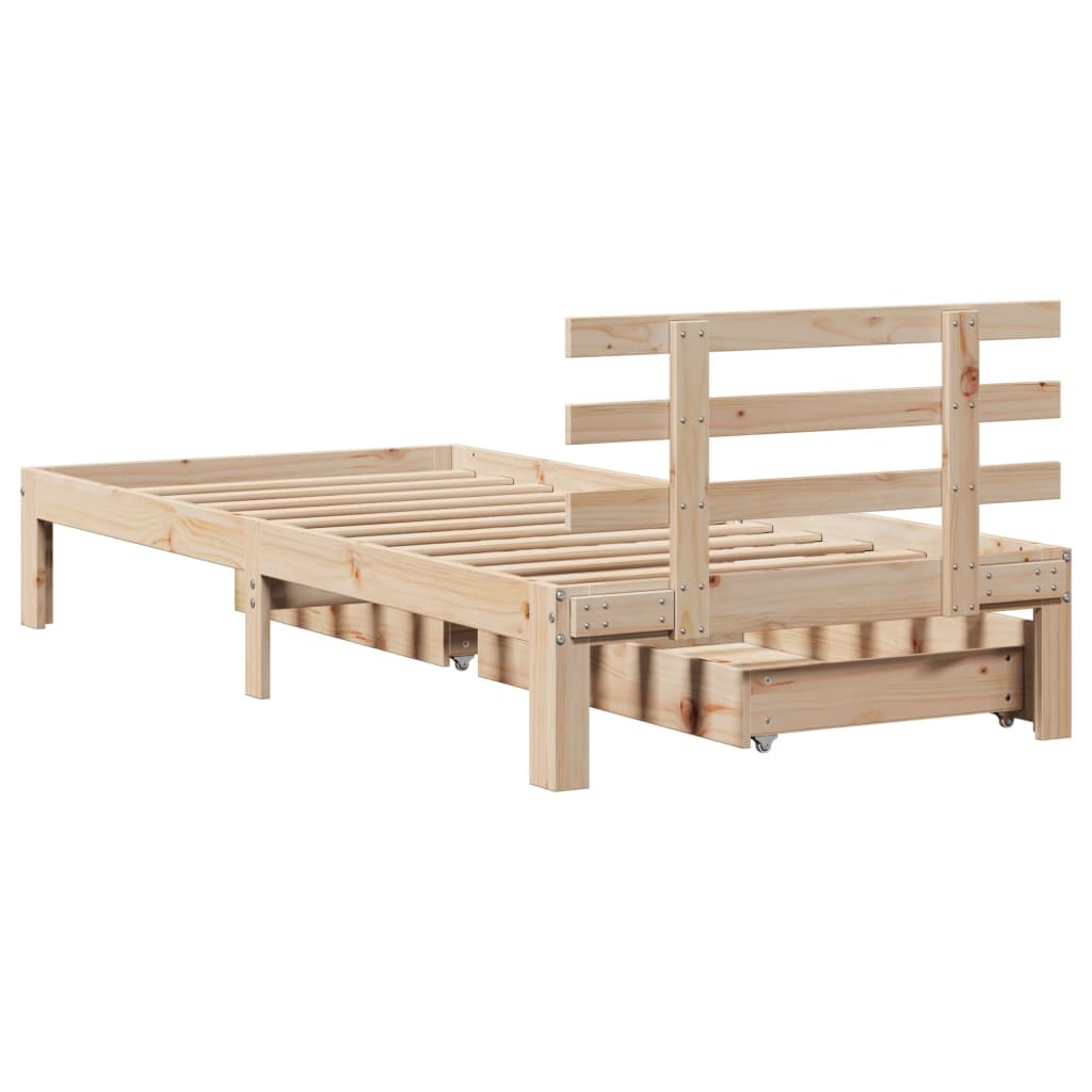 Bedframe met lades 100x200 cm massief grenenhout