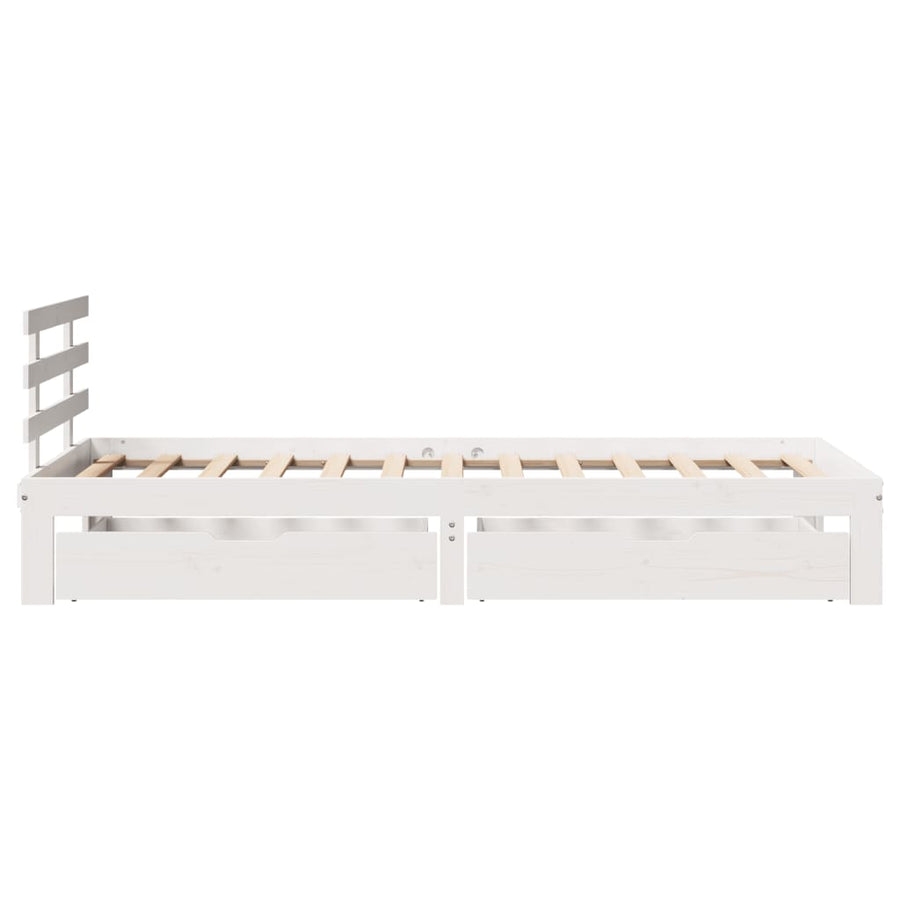 Bedframe met lades massief grenenhout wit 100x200 cm