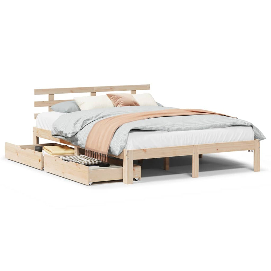 Bedframe met lades massief grenenhout 140x200 cm