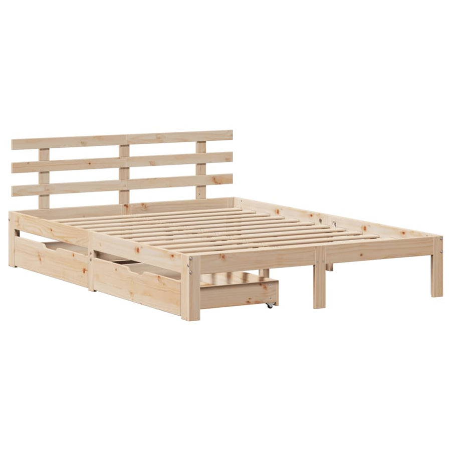 Bedframe met lades massief grenenhout 140x200 cm