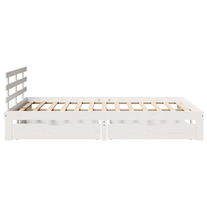 Bedframe met lades massief grenenhout wit 140x200 cm