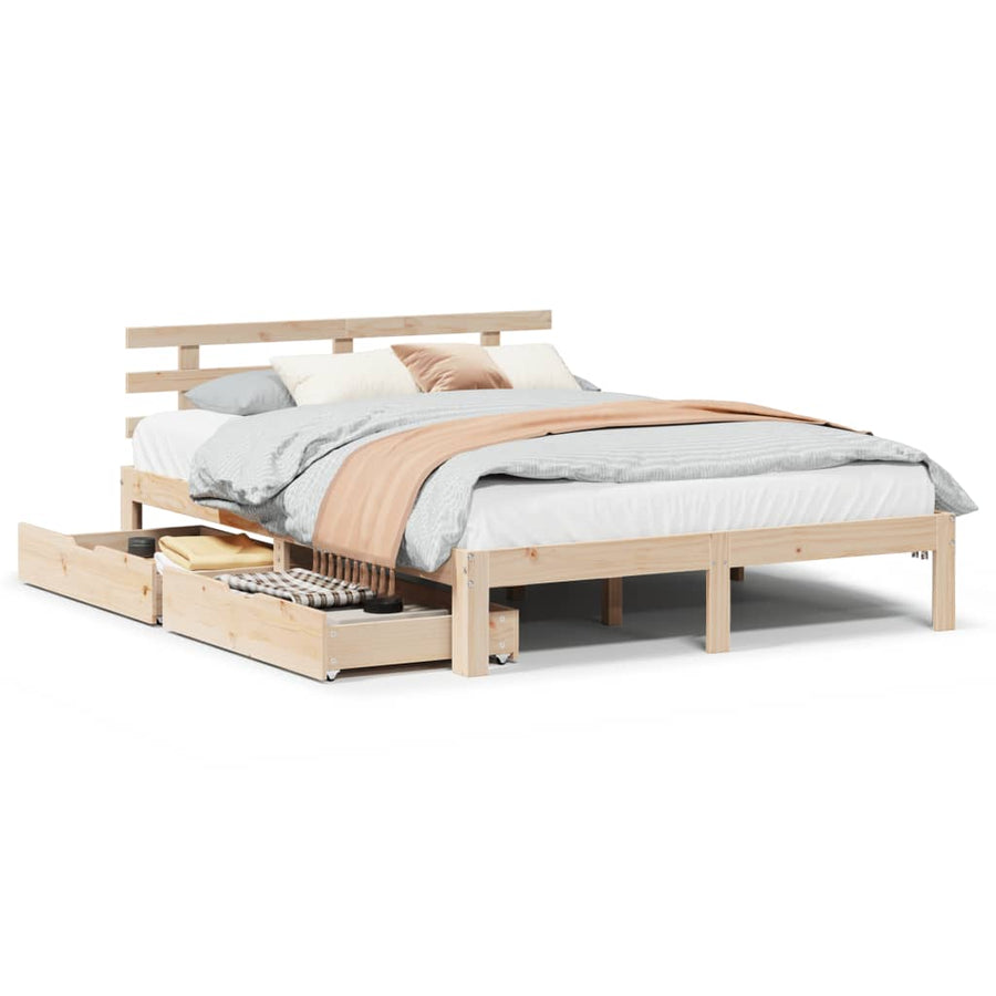 Bedframe met lades massief grenenhout 150x200 cm