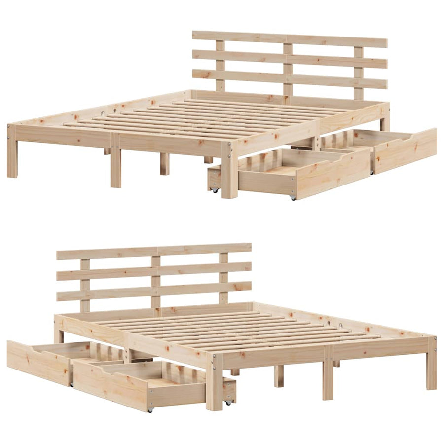 Bedframe met lades massief grenenhout 150x200 cm