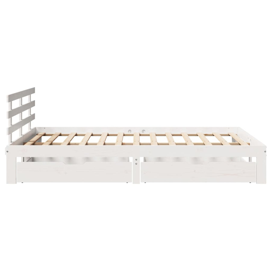 Bedframe met lades massief grenenhout wit 150x200 cm