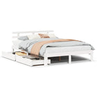 Pine Wood Bed Frame with Drawers White 150x200 cm