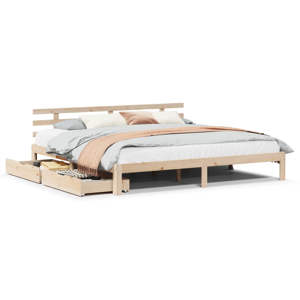 Bedframe met lades massief grenenhout 180x200 cm