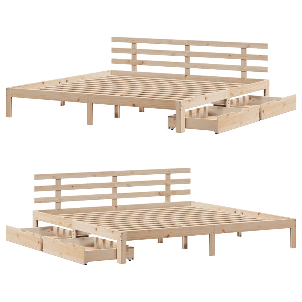 Bedframe met lades massief grenenhout 180x200 cm