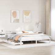 Bedframe grenenhout wit 180x200 cm met lades