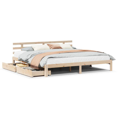 Bedframe met lades massief grenenhout 200x200 cm