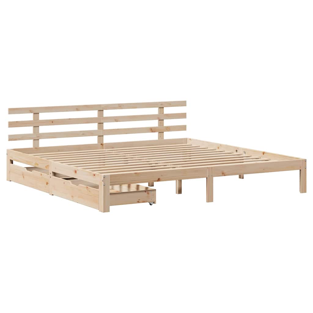 Bedframe met lades massief grenenhout 200x200 cm