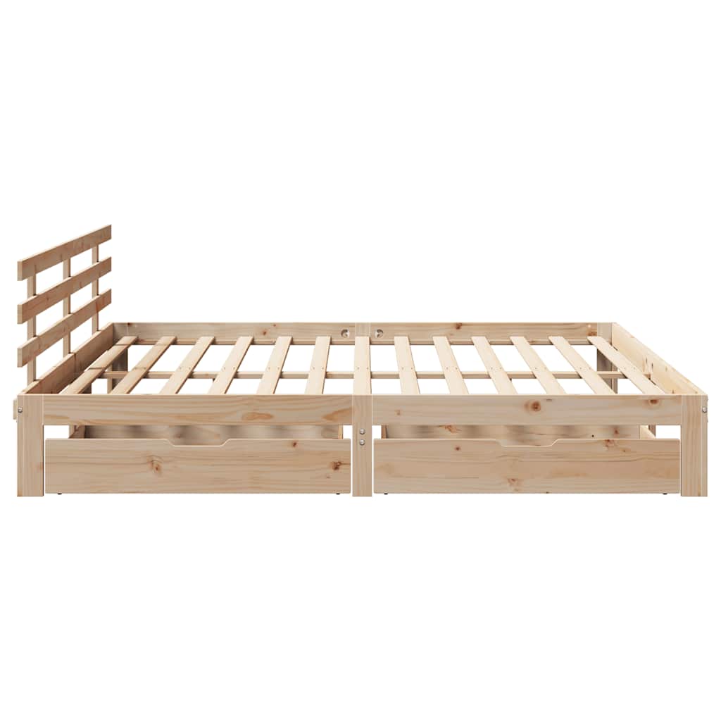 Bedframe met lades massief grenenhout 200x200 cm