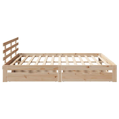 Bedframe met lades massief grenenhout 200x200 cm