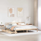 Bed frame with drawers solid pine wood 200x200 cm