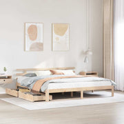 Bedframe massief grenenhout 200x200 cm met lades