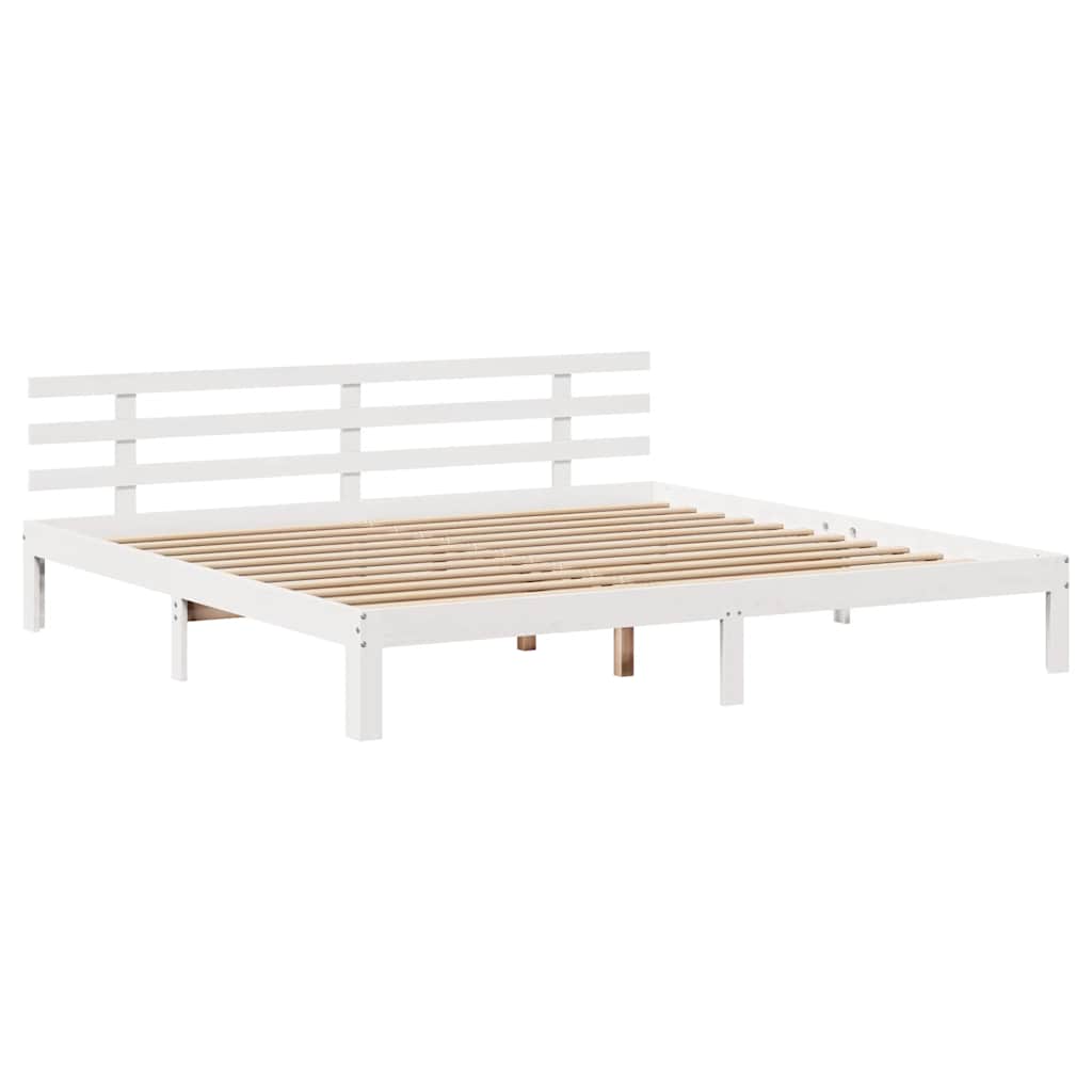 Bedframe Met Lades Massief Grenenhout 200 x 200 cm Wit