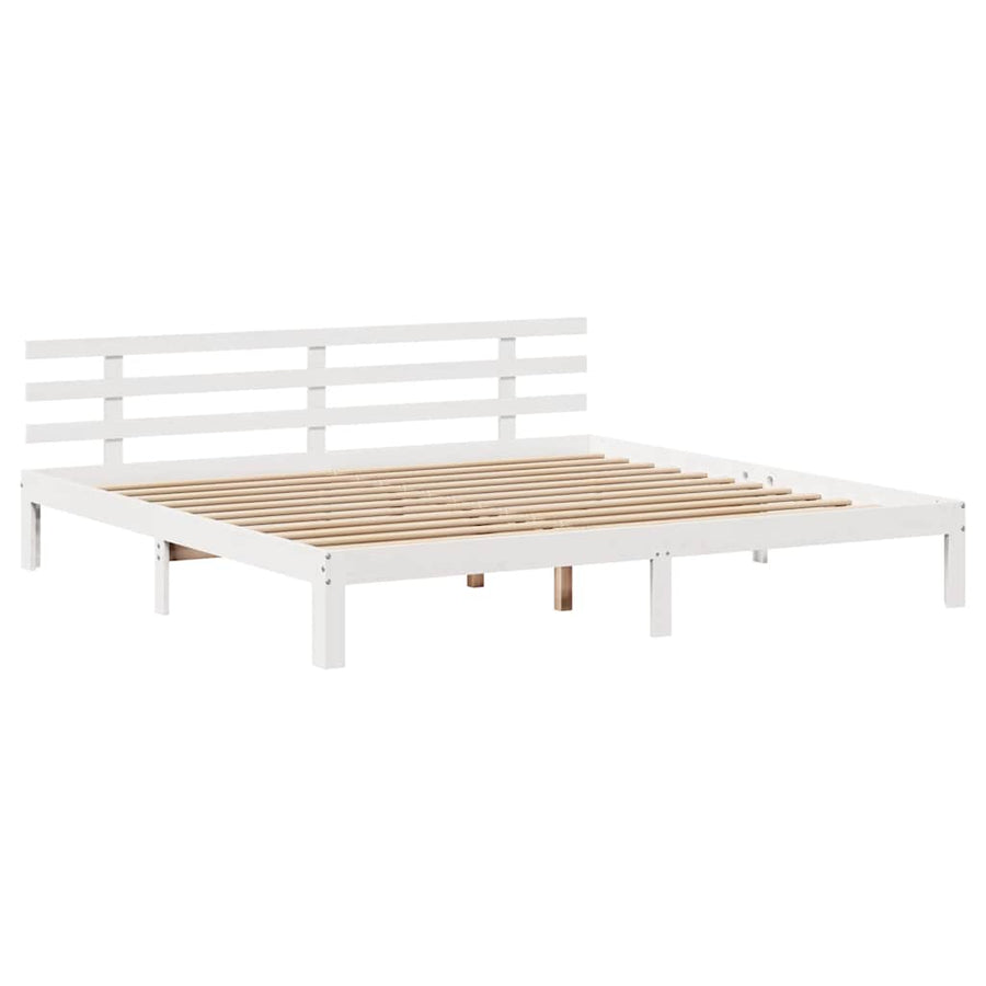 Bedframe Met Lades Massief Grenenhout 200 x 200 cm Wit