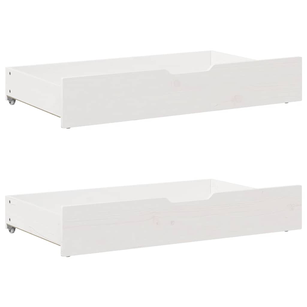 Bedframe Met Lades Massief Grenenhout 200 x 200 cm Wit