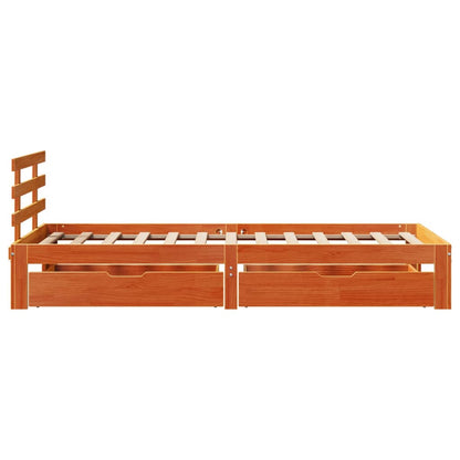 Bedframe met lades massief grenenhout wasbruin 75x190 cm