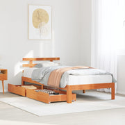 Bedframe massief grenenhout wasbruin 100x200 cm met lades