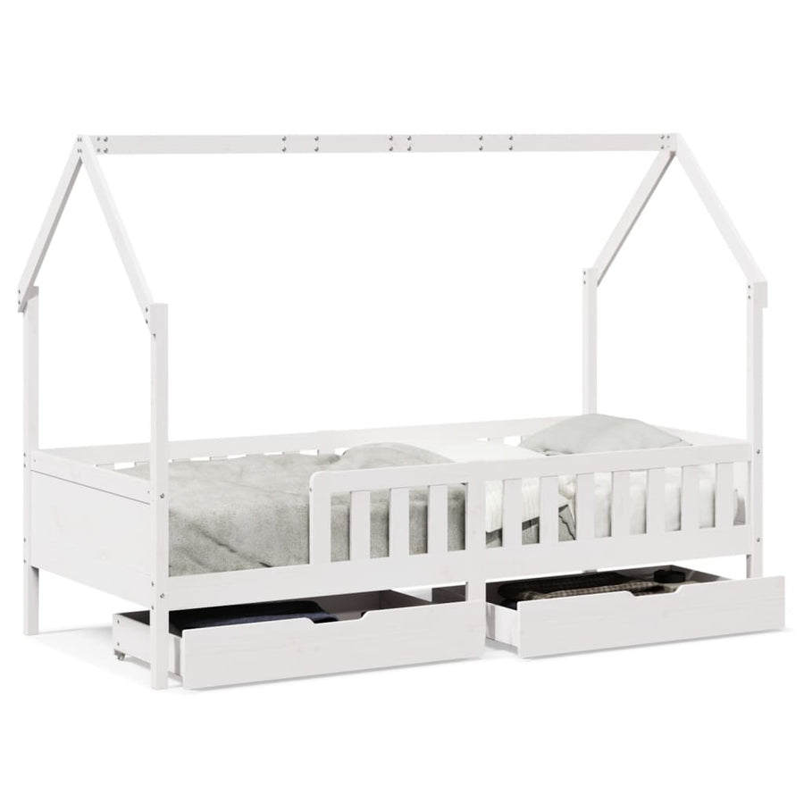 Kinderbedframe met lades 80x200 cm massief grenenhout