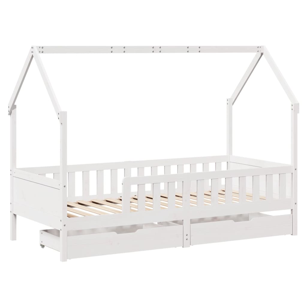 Kinderbedframe met lades 80x200 cm massief grenenhout