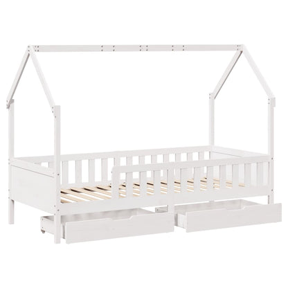 Kinderbedframe met lades 80x200 cm massief grenenhout