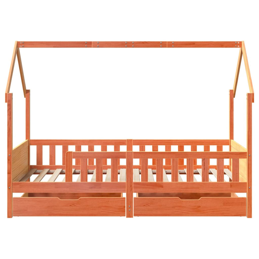 Kinderbedframe met lades 80x200 cm massief grenenhout