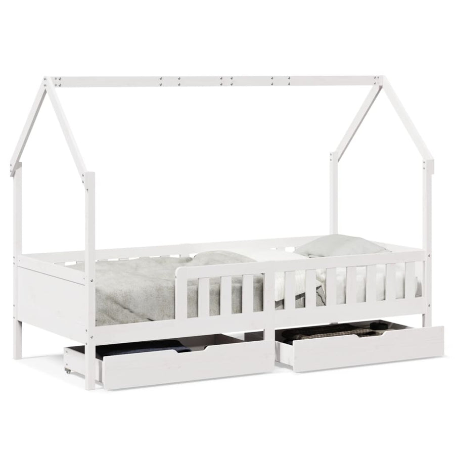 Kinderbedframe met lades 90x190 cm massief grenenhout