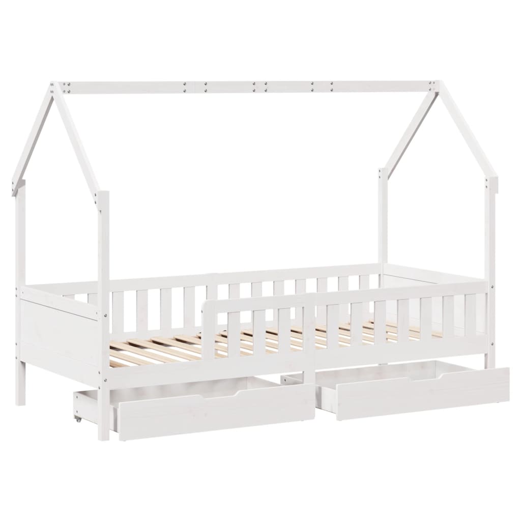 Kinderbedframe met lades 90x190 cm massief grenenhout