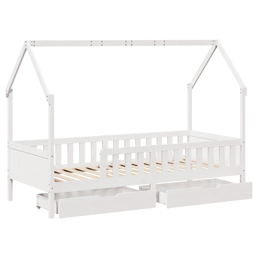 Kinderbedframe met lades 90x190 cm massief grenenhout
