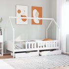Kinderbedframe 90x190 cm massief grenenhout wit met lades