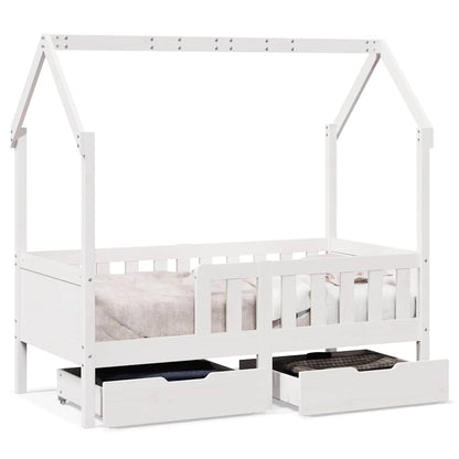 Kinderbedframe Met Lades Massief Grenenhout 80 x 160 cm Wit