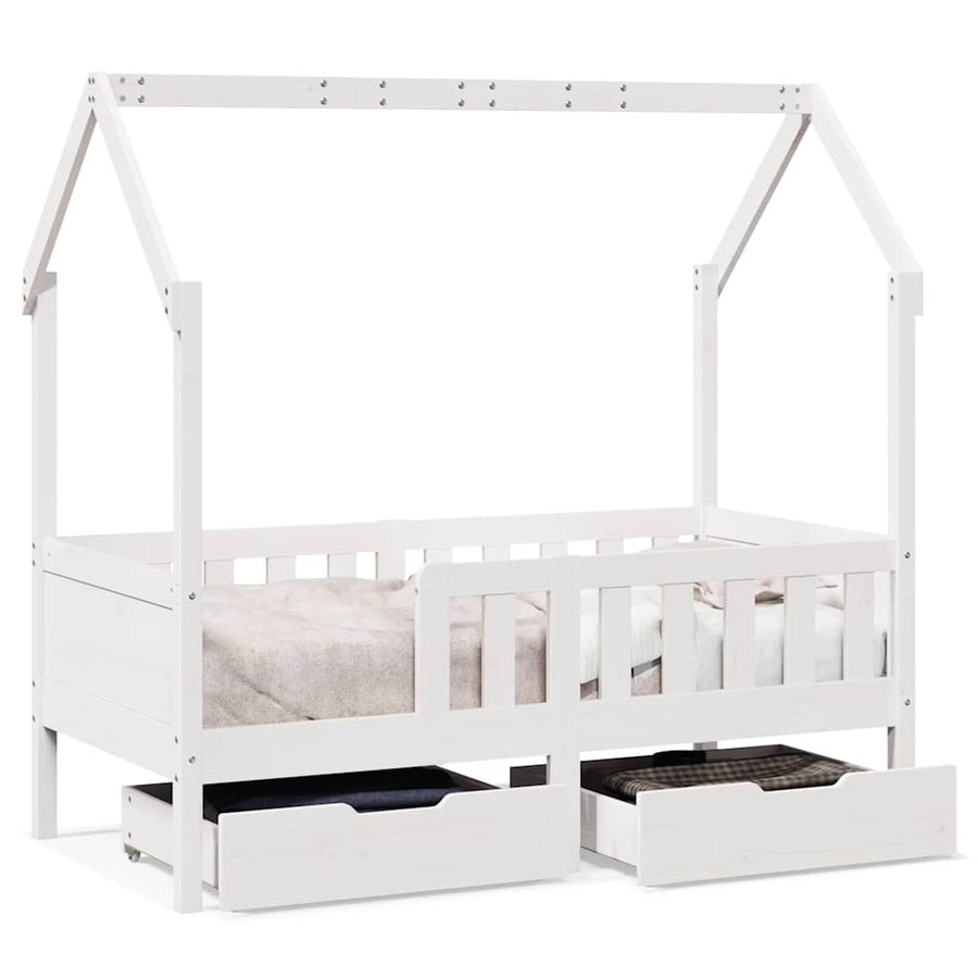 Kinderbedframe Met Lades Massief Grenenhout 80 x 160 cm Wit
