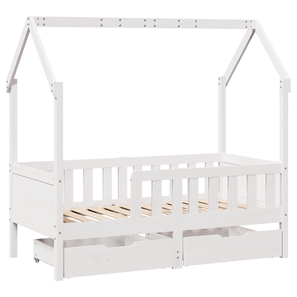 Kinderbedframe Met Lades Massief Grenenhout 80 x 160 cm Wit