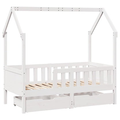 Kinderbedframe Met Lades Massief Grenenhout 80 x 160 cm Wit