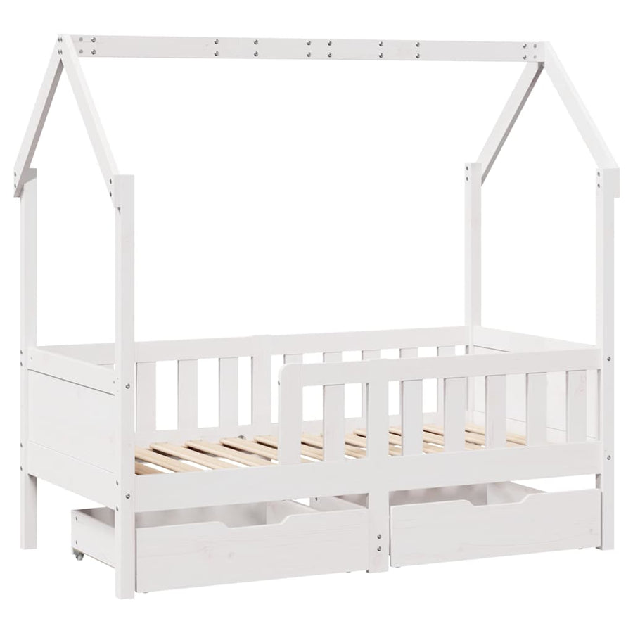 Kinderbedframe Met Lades Massief Grenenhout 80 x 160 cm Wit