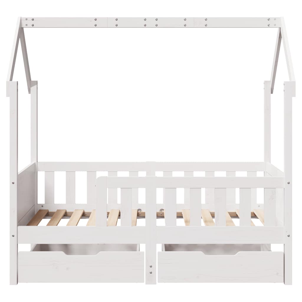 Kinderbedframe Met Lades Massief Grenenhout 80 x 160 cm Wit