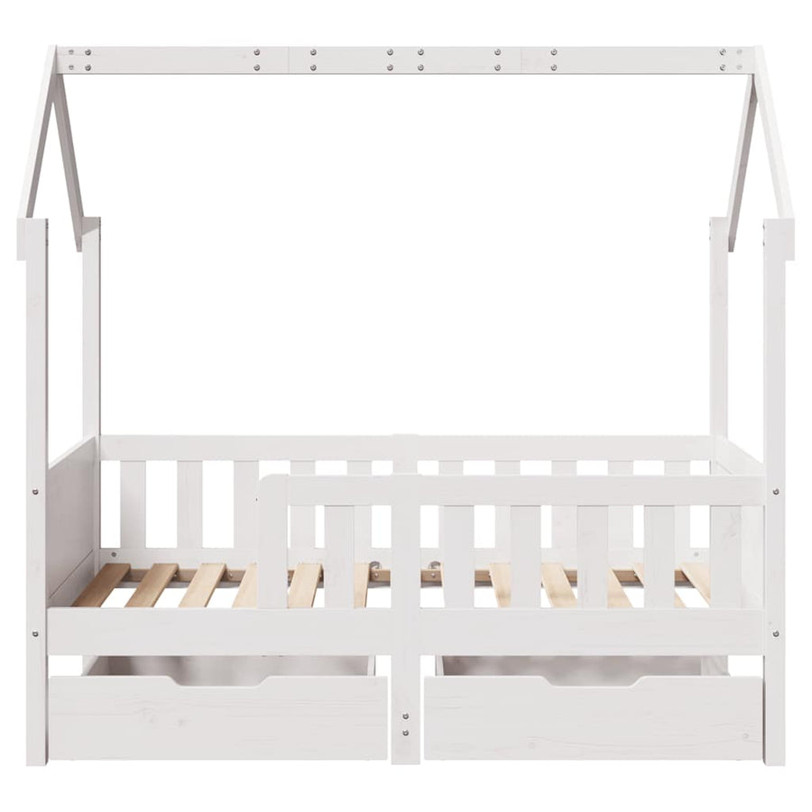 Kinderbedframe Met Lades Massief Grenenhout 80 x 160 cm Wit