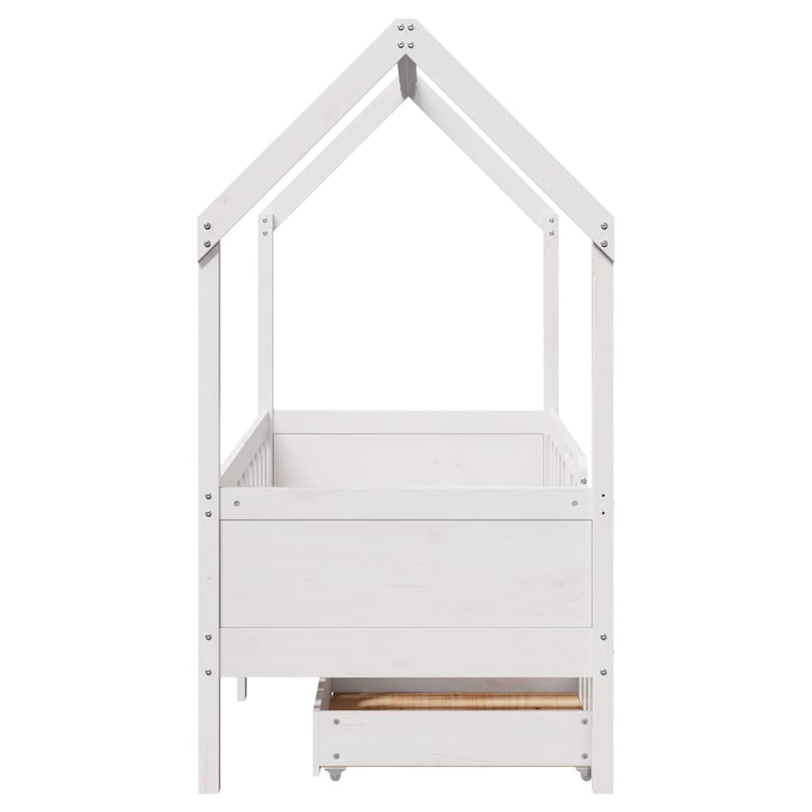 Kinderbedframe Met Lades Massief Grenenhout 80 x 160 cm Wit