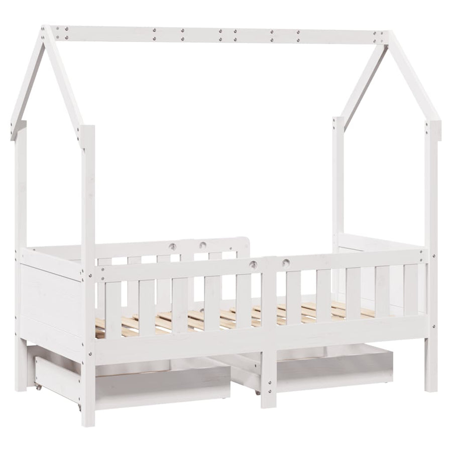 Kinderbedframe Met Lades Massief Grenenhout 80 x 160 cm Wit