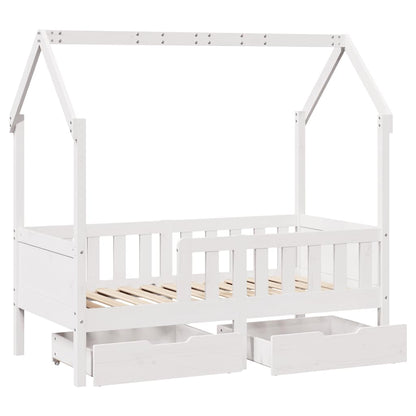Kinderbedframe Met Lades Massief Grenenhout 80 x 160 cm Wit