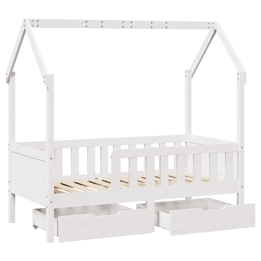 Kinderbedframe Met Lades Massief Grenenhout 80 x 160 cm Wit