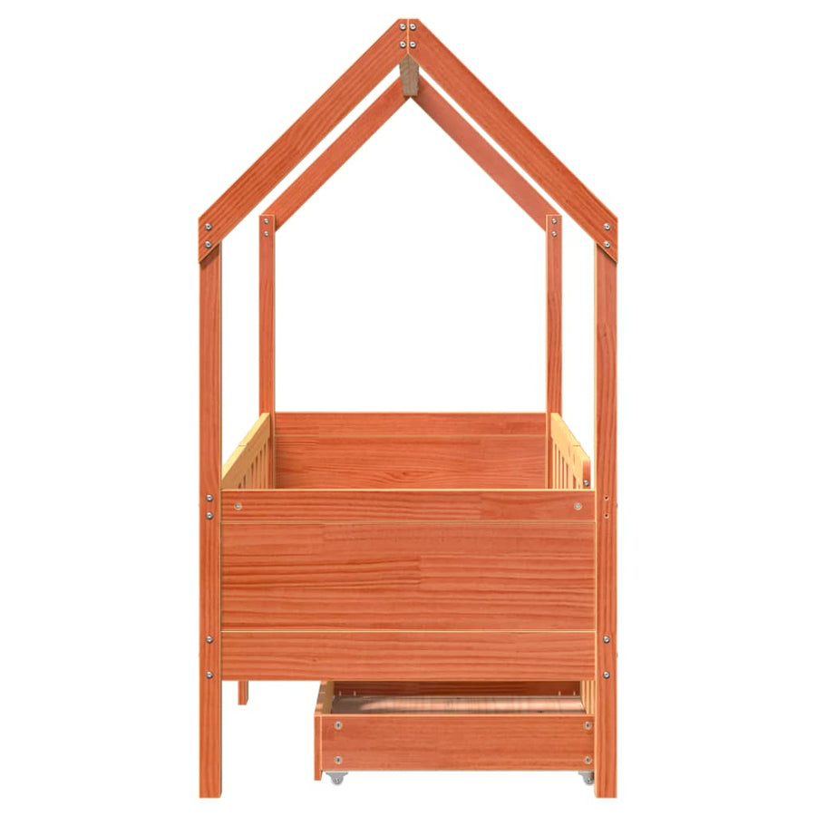 Kinderbedframe met lades 80x160 cm massief grenenhout