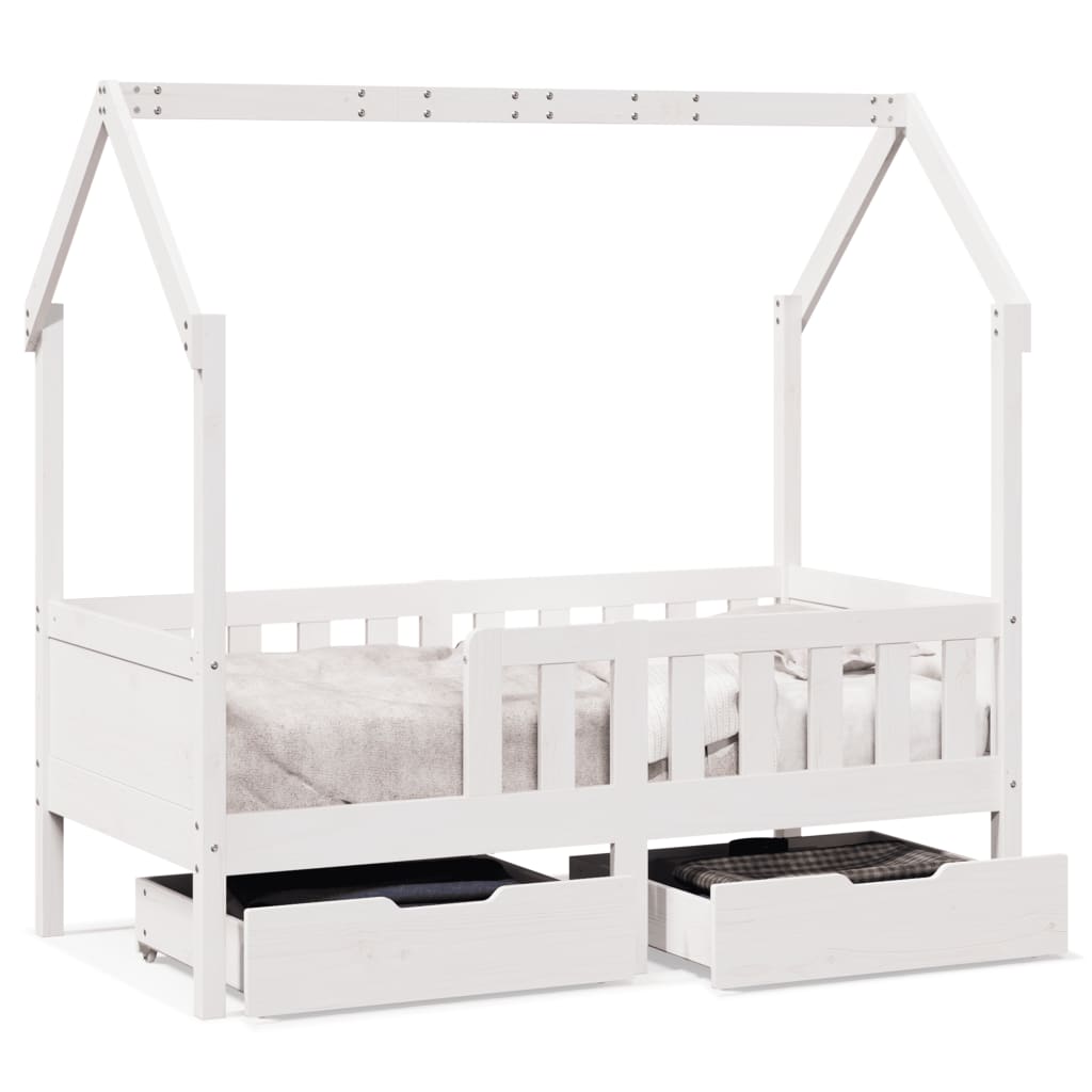 Kinderbedframe met lades 70x140 cm massief grenenhout