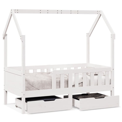 Kinderbedframe met lades 70x140 cm massief grenenhout