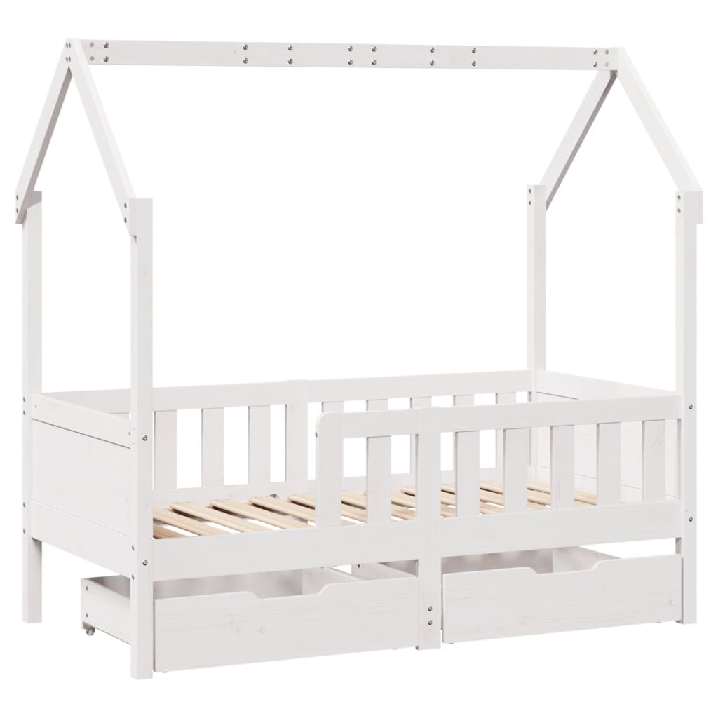 Kinderbedframe met lades 70x140 cm massief grenenhout