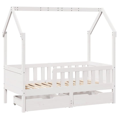 Kinderbedframe met lades 70x140 cm massief grenenhout