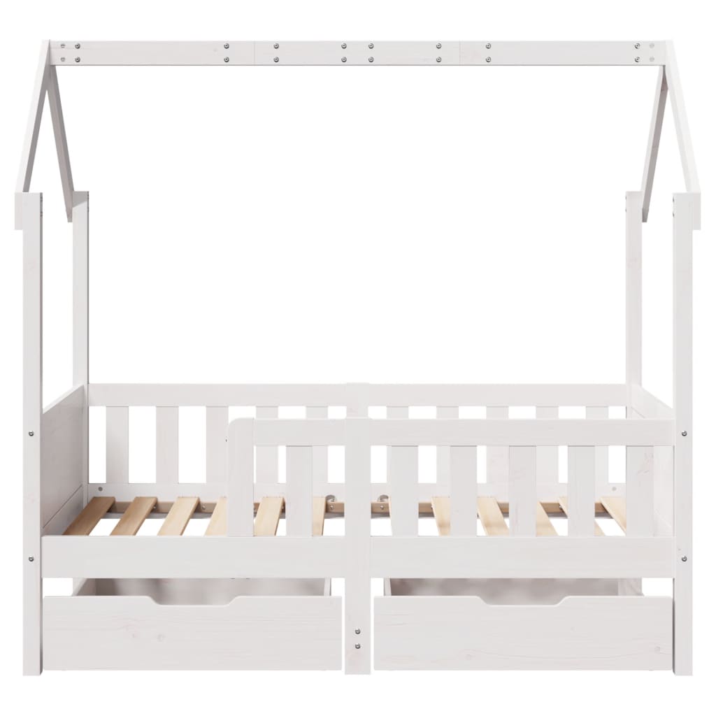 Kinderbedframe met lades 70x140 cm massief grenenhout
