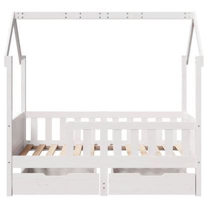 Kinderbedframe met lades 70x140 cm massief grenenhout